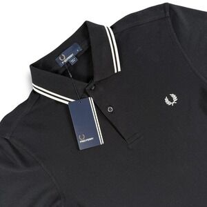 Fred Perry Polo Shirt Mens S Black Twin Tipped M3600 Short Sleeve Pique Fabric